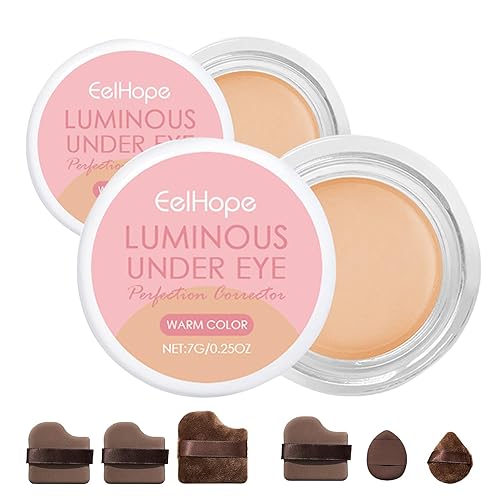 Hailoyearn Under Eye Brightener,Brightening Cream Concealer,Under Eyes Concealer,Lightweight Undereye Brightening Cream (02, 2pcs)