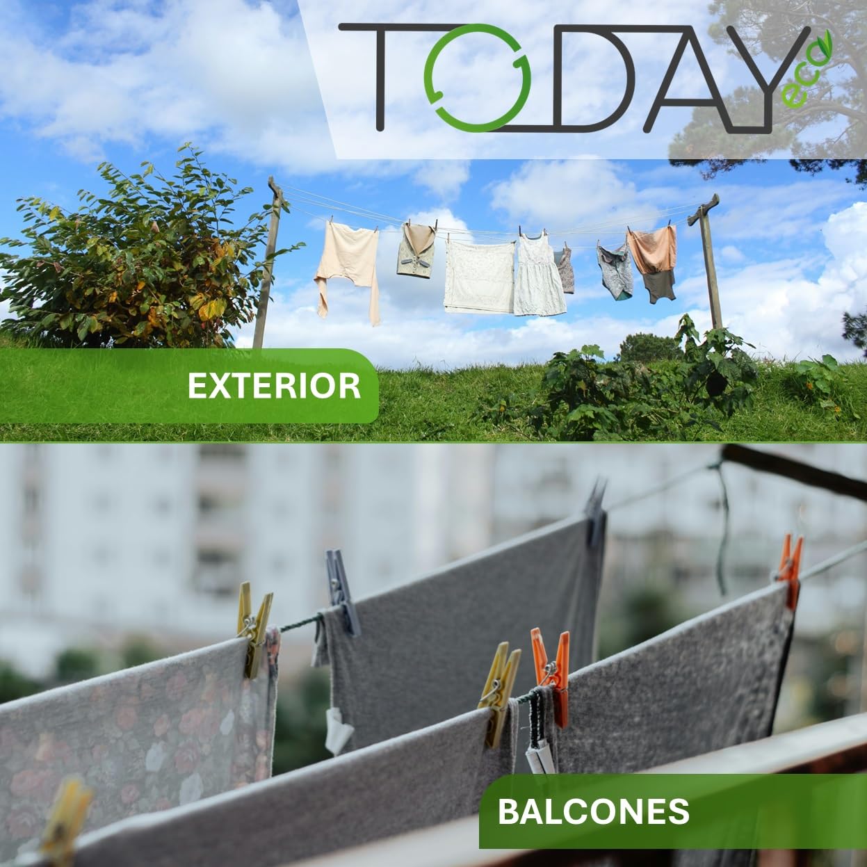 TODAY - Cuerda tendedero de Exterior 20 m con núcleo de Acero Inoxidable – Extremadamente Resistente y recubierta de PVC Protector, Ideal para Espacios Exteriores