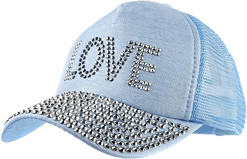 Elonmo Gorra de béisbol de verano para mujer, sombrero de diamantes de imitación, sombrero transpirable con purpurina para mamá y niña, gorra