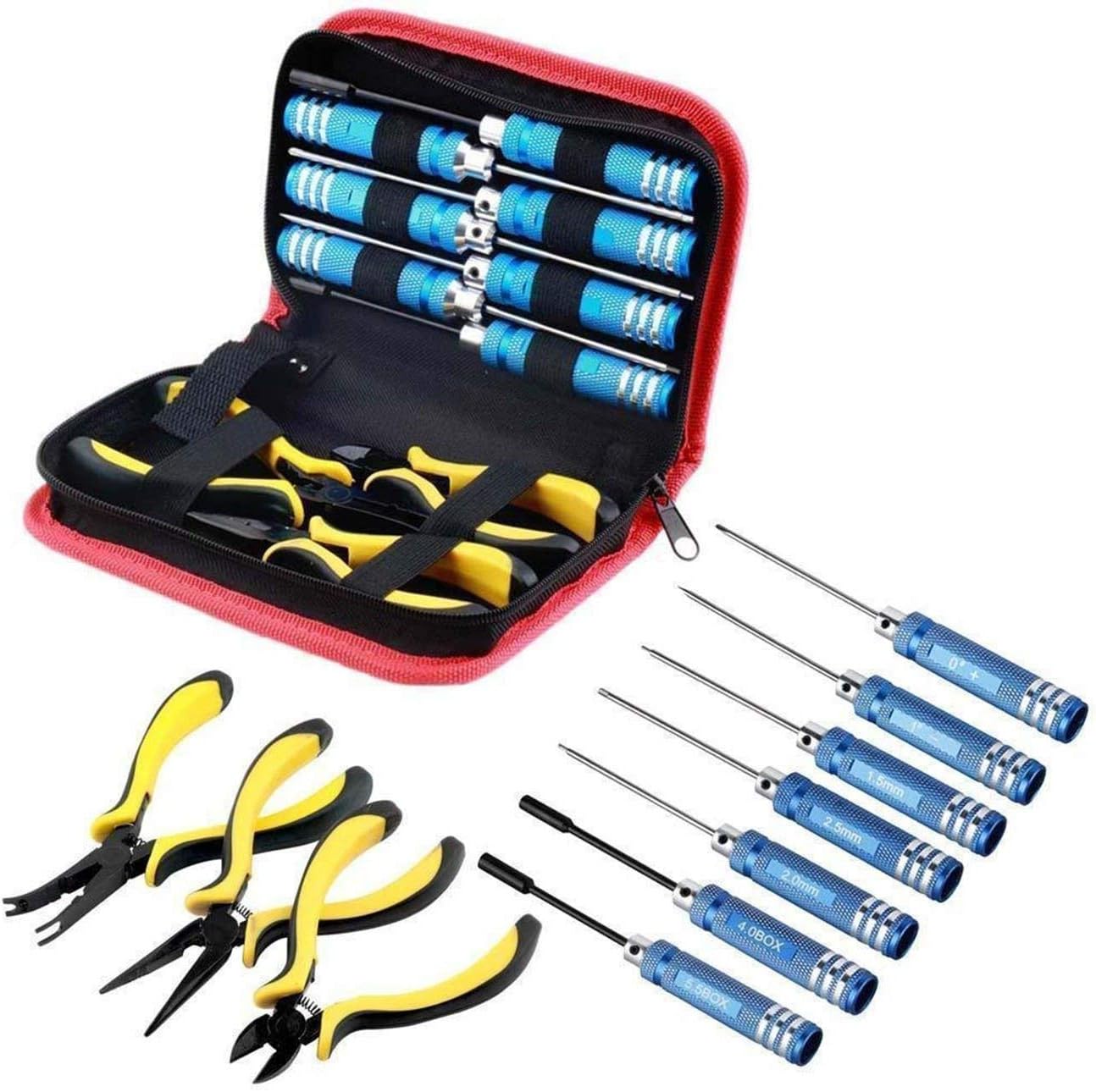 RC Tool Kit Hex Screwdrivers Pliers Cutter Ball Link Plier 10in1 Tools Set for Model Robotics Bench Repair Work Precision Engineering