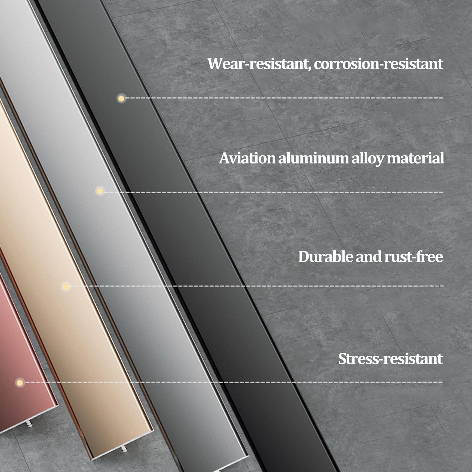 3 Stück Türschwellen Leiste, T Profil Aluminium, Arbeitsplatte Abschlussleiste, Teppichleisten üBergangsprofil, Türleiste, Arbeitsplatte Abschlussleiste für Bodenfugen, Treppenschwellen(Gold,Width 8MM