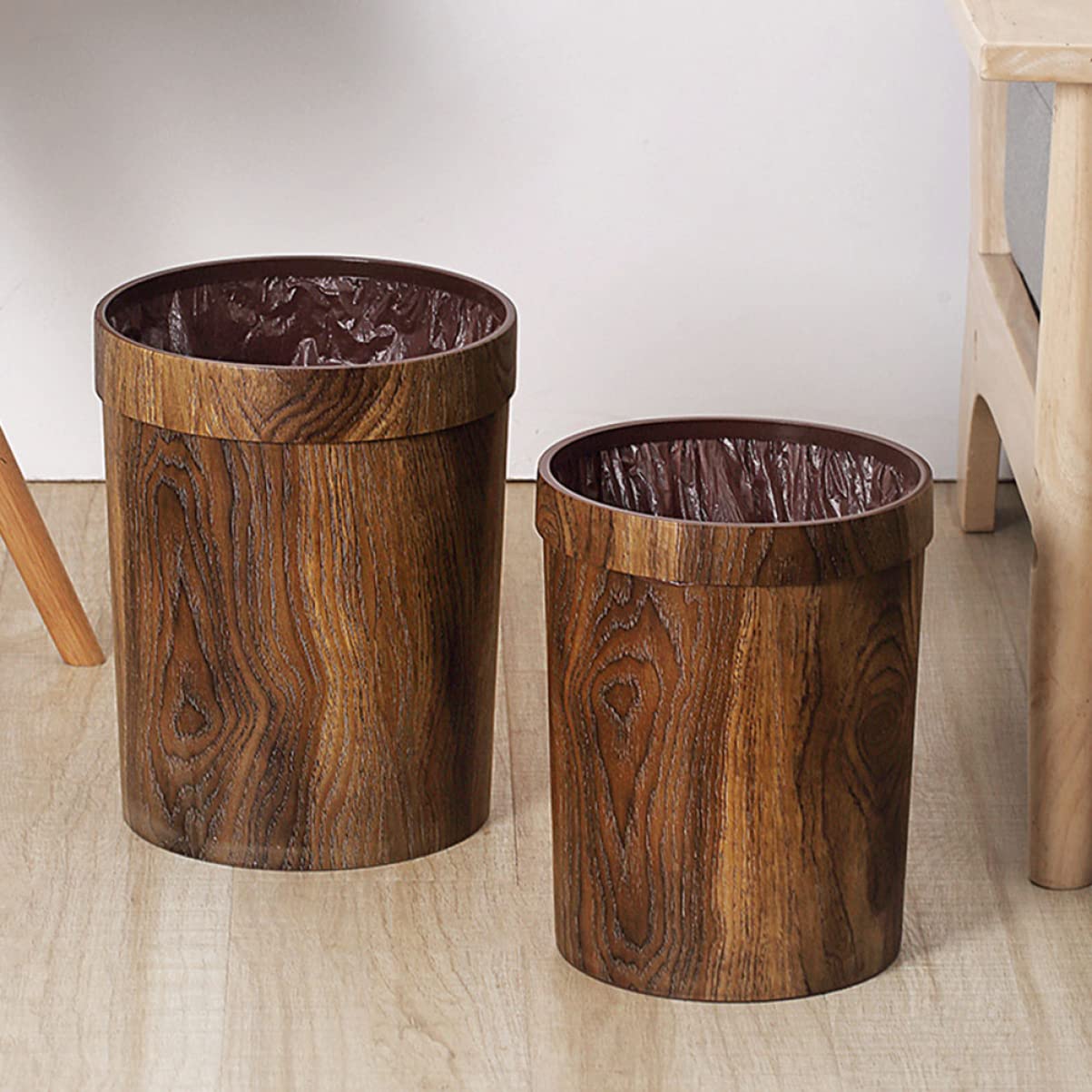 Zerodeko Cubo De Basura De Plástico Con Patrón De Veta De Madera Papelera Grande Sin Tapa De 11.02X8.66X8.66 Pulgadas Ecológico Para Cocina Baño Oficina Y Hogar