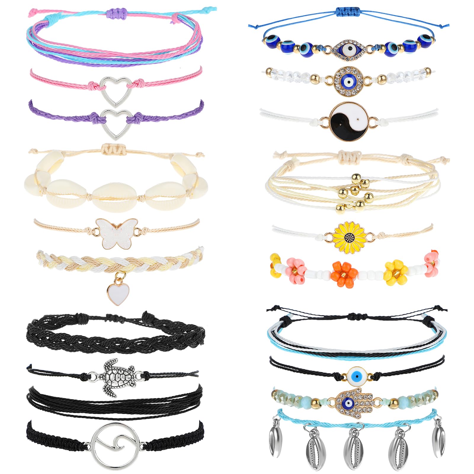 Bracciale Bohémien In Raffia Colorata Con Onde Irregolari – Gioiello Fatto A Mano, Regolabile, Stile Spiaggia