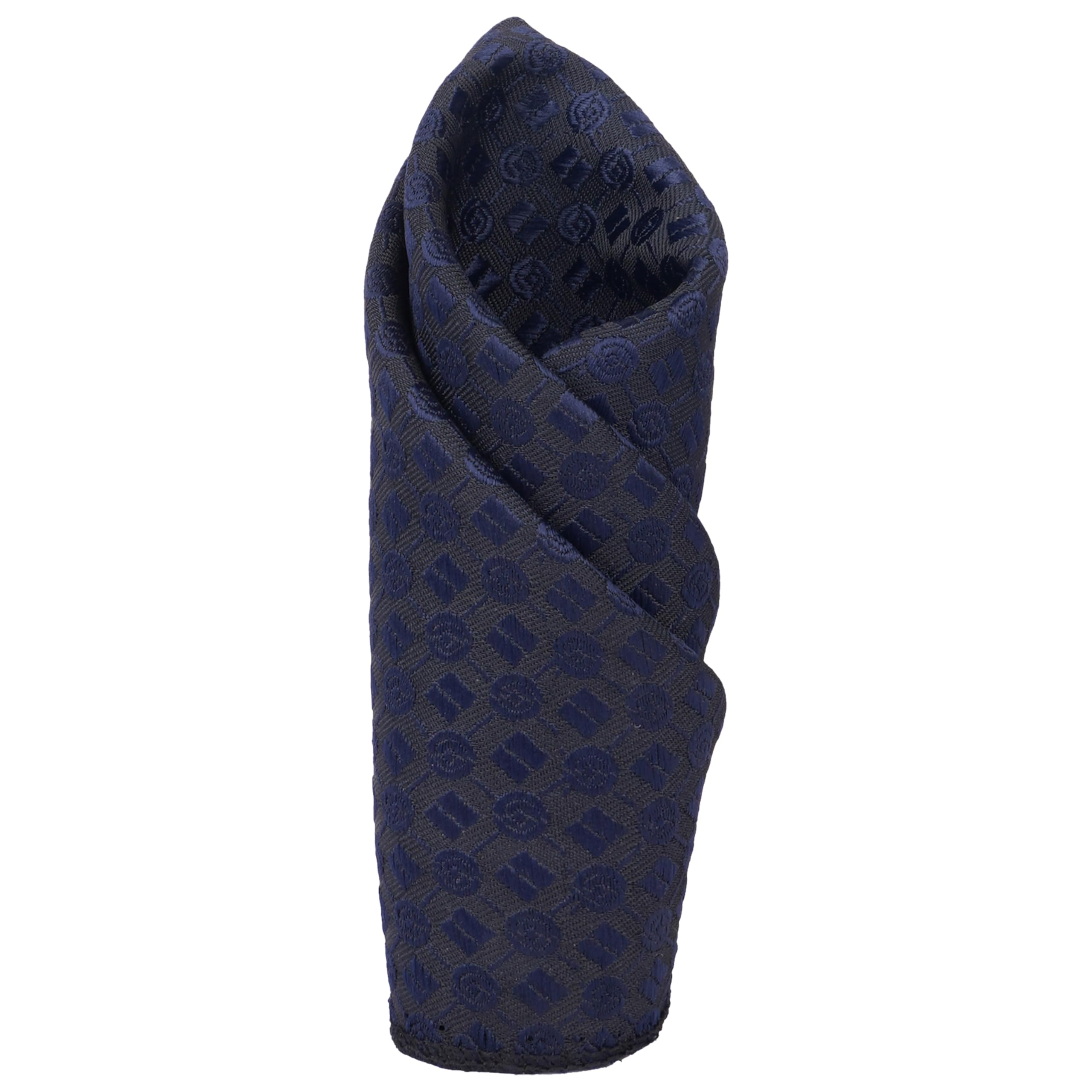 Calixto Self Small Dot design micro print fine Necktie Gift Set With Pocket Square, 2 pcs Cufflinks & Lapel Pin Formal Tie With (Leatherite Gift Box) (Pack of 4 pcs)- Dark Blue(Cir/Rec) - Image 7 thumbnail