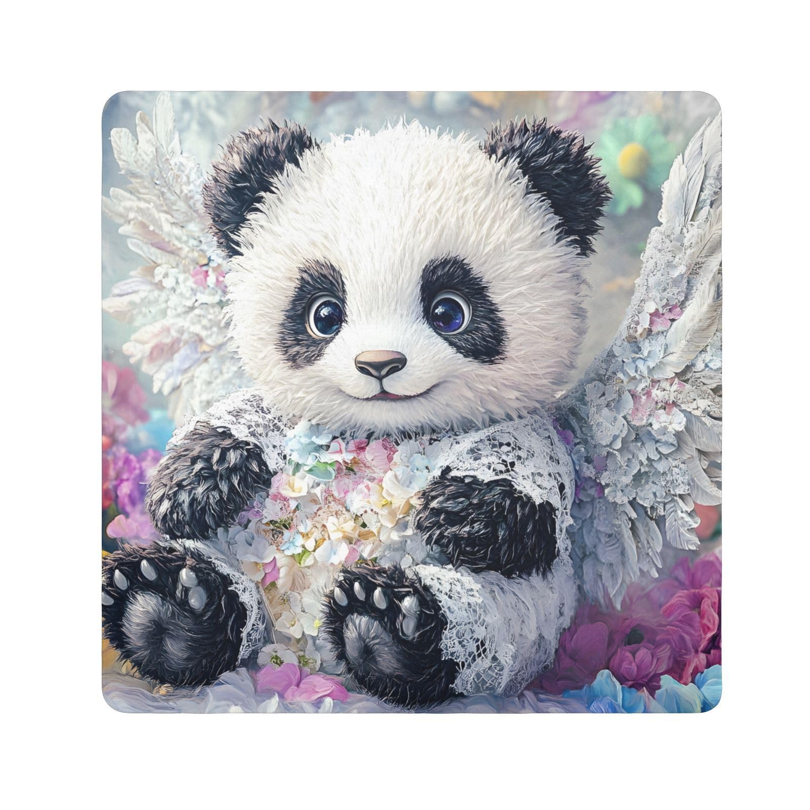 AIXIWAWA Little Panda Self Adhesive Warp Cloth for Organizing, Open Lay Flat Cosmetic Bag Cloth Makeup Bag Cloth 13.8x13.8 in