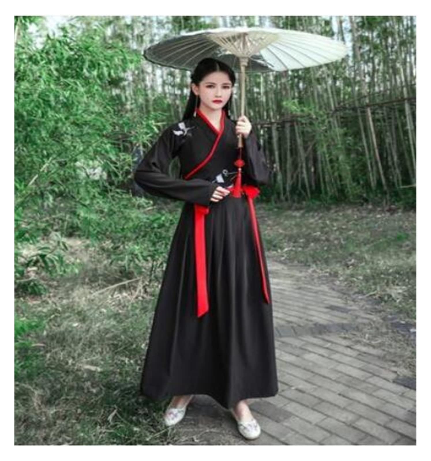 traditional chinese dress black Ancient Hanfu White Red Hanfu Dresses Arts Chinese Style Dance Cosplay Costumes (Color : Black, Size : Small) Clothing, Shoes & Accessories Color:Pink  Velvet Dress AJ_P and formal events. The notorious Robin Dress