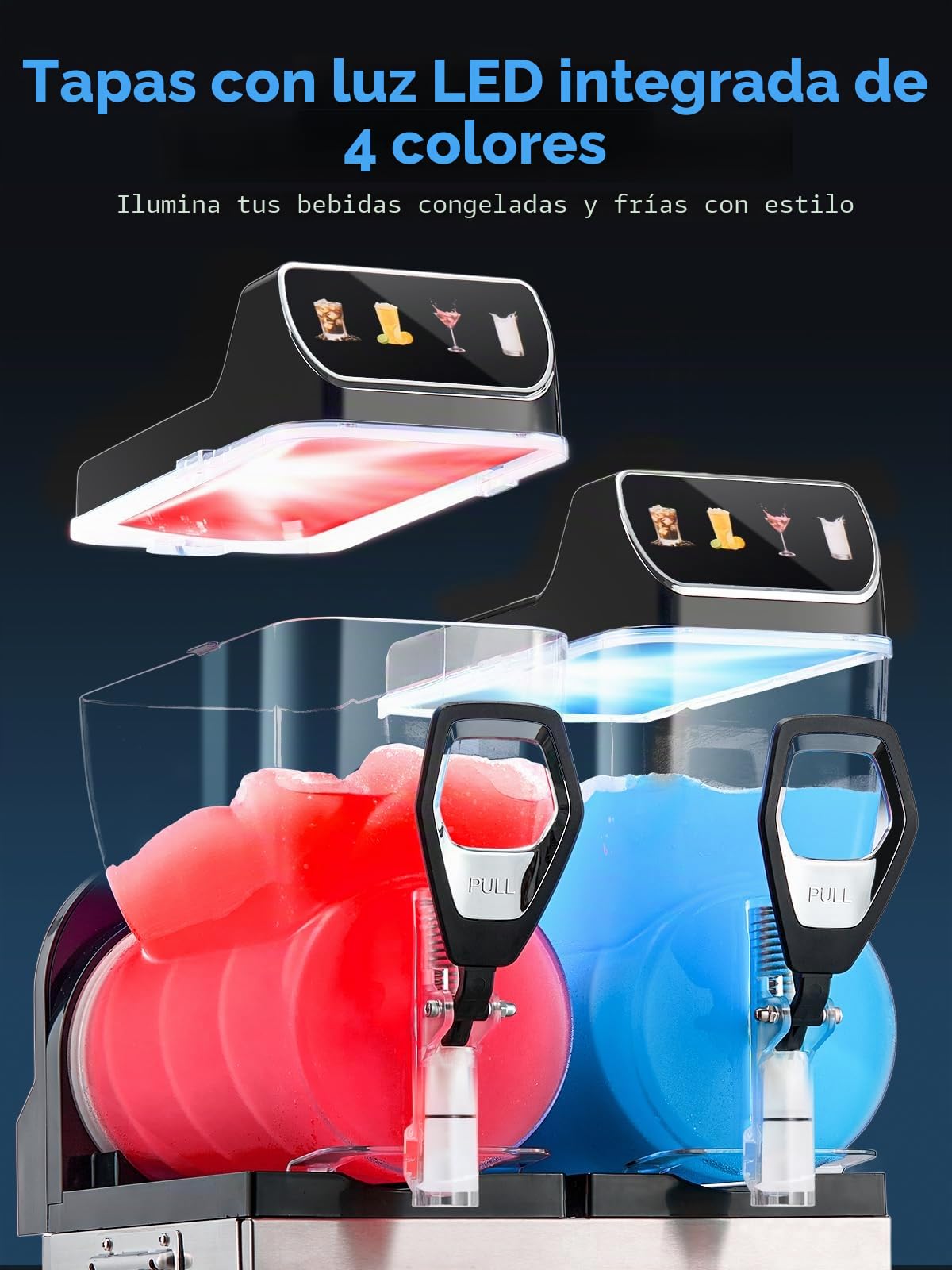 FOHERE Máquina de granizado comercial, 30L tanques granizado máquina de hielo,Control de tanque independiente, máquina de granizado para restaurantes, cafetería bares fiesta