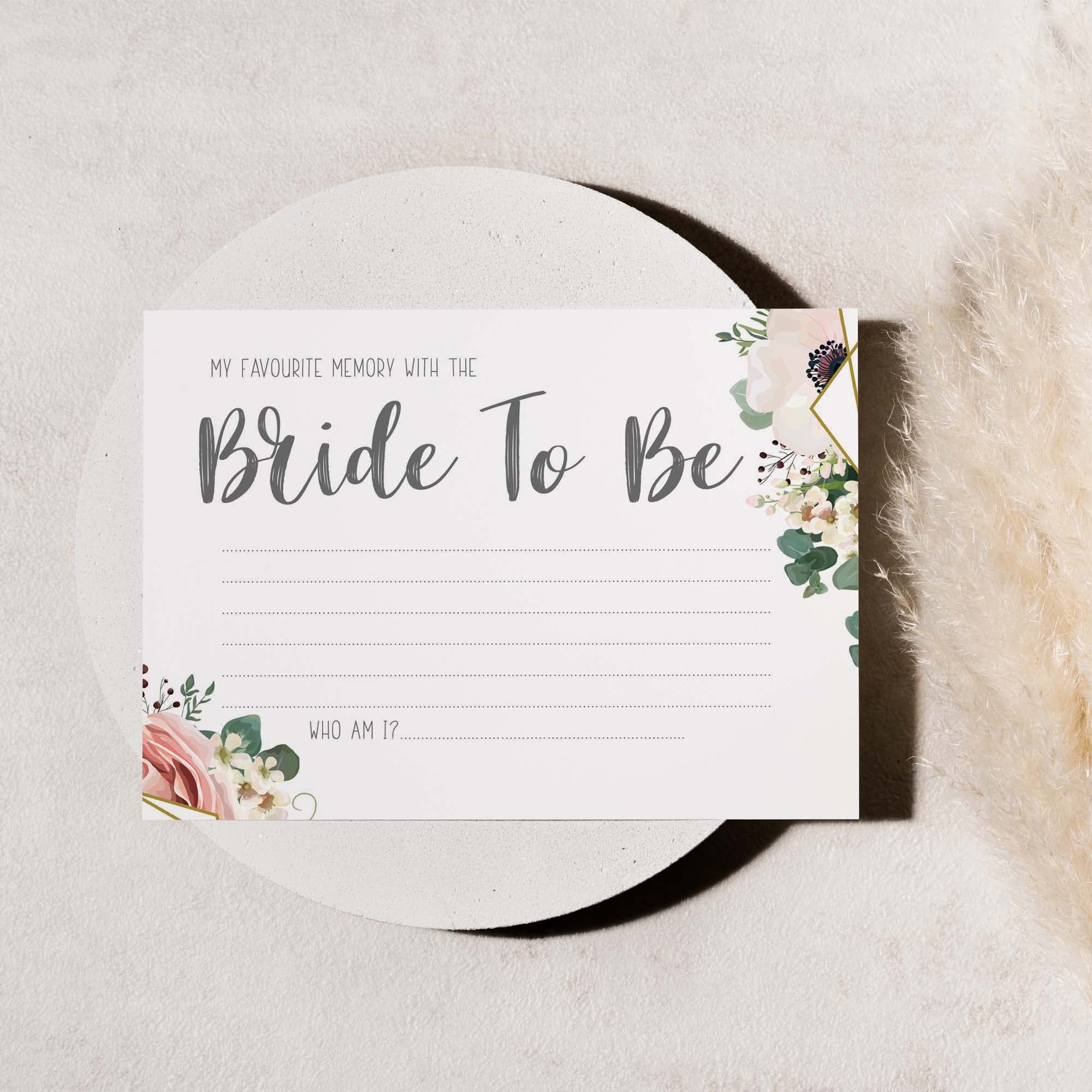 Hen Party Accessories Hen Party Games Memory With The Bride Cards Boho Design BMB10