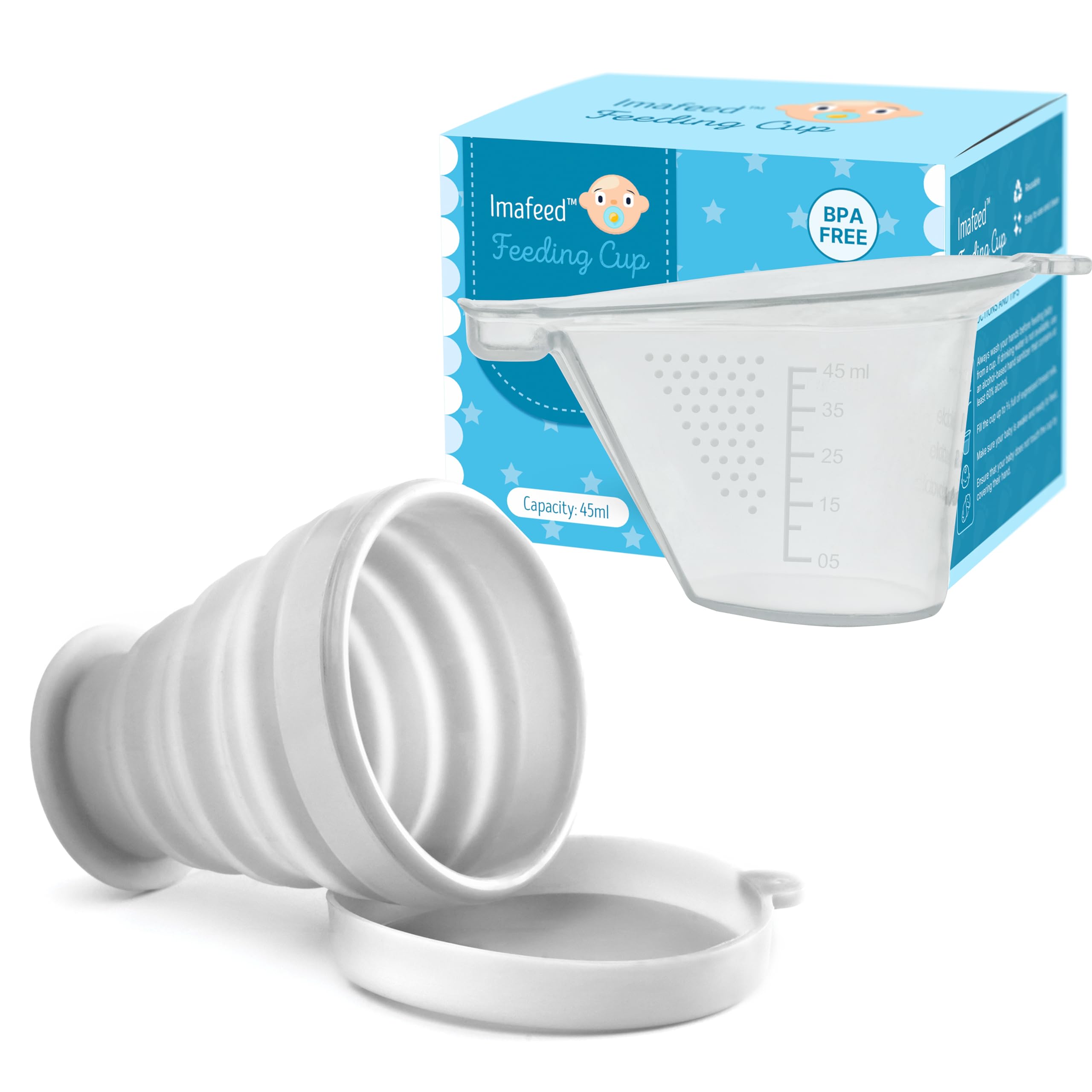 Imafeed Collapsible Silicone Cup Foldable Sterilizing Container Cup for Feeding Cup | Kills 99.9% of Germs | 1 Feeding Cup + 1 Sterilizing Cup - Transparent-picture-10