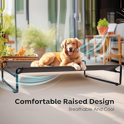 Miniatura 3 de Veehoo Cama elevada para perro al aire libre original, cuna elevada para perros grandes, hamaca portátil para mascotas con malla lavable y