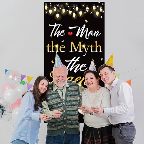 Miniatura 5 de Labakita Cartel para puerta de The Man The Myth The Legend, decoración de cumpleaños para hombre, pancarta de feliz cumpleaños para papá, decoración