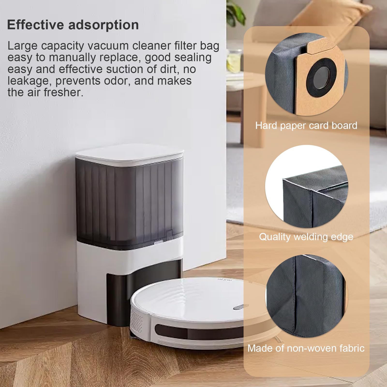 Stofzakken voor Eufy X8/X8Pro/X10Pro, stofzak vliesstof, 16 x 13 x 13 cm, vervangende Clean Base zak, grote inhoud, 6 stuks