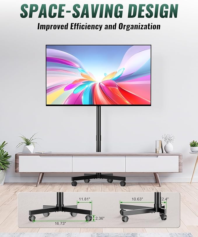 Soporte para TV móvil con ruedas, para 23-60 pulgadas, negro miniatura 7