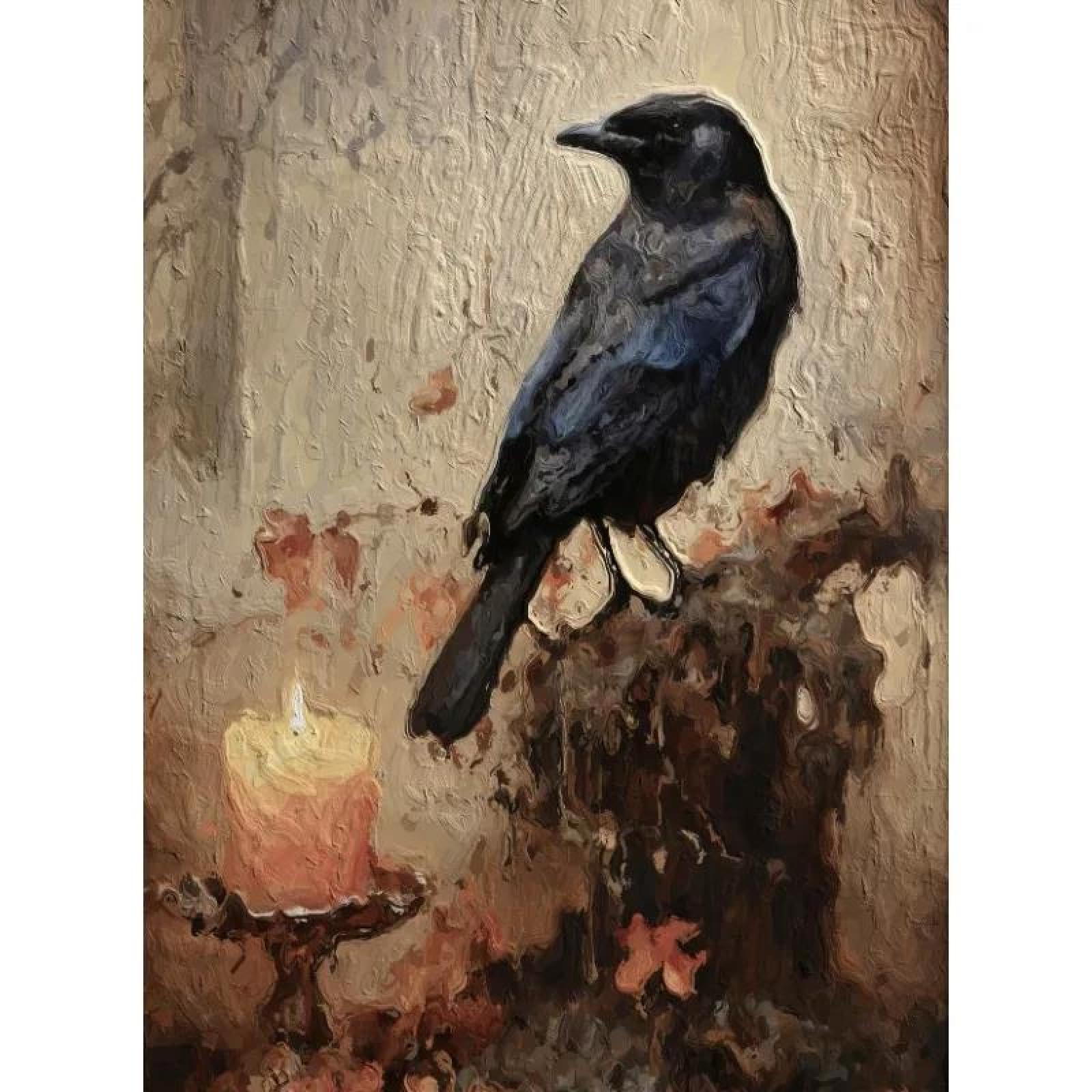 Baibexing Vintage Bird Raven Poster Prints Abstract Crow Dark Canvas Painting Wall Art For Living Room Home Decor A8 30X40Cm Unframed