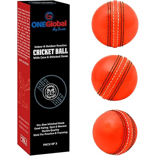 Soft Rubber Cricket Ball for Practice | Outdoor & Indoor Practice Cricket Ball with Core & Stitched Seam | Realistic Feel, True Bounce & Swing for Practice, Honing Skills & Family Fun