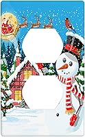 Vista 25 de Cubierta de interruptor de luz dúplex de 1 banda, cubierta decorativa de Navidad con copos de nieve rojos, placa frontal decorativa para cocina