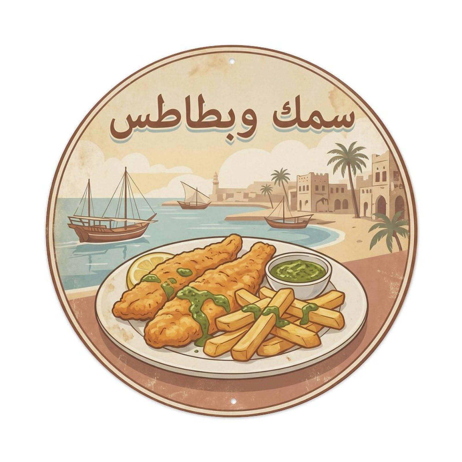 Chippy Yemen Snack Culture Street Food Heritage Cafe Metal Tin Sign