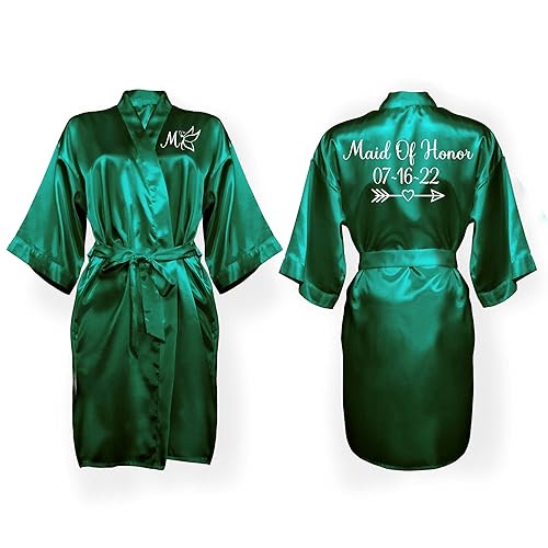 Miniatura 2 de Custom Womens Robe, Sizes S-5XL, Bridesmaid Robes, Personalized Robes for Birthdays, Quinceaneras Etc., Add Symbols, Text, Monograms, Emerald Green,