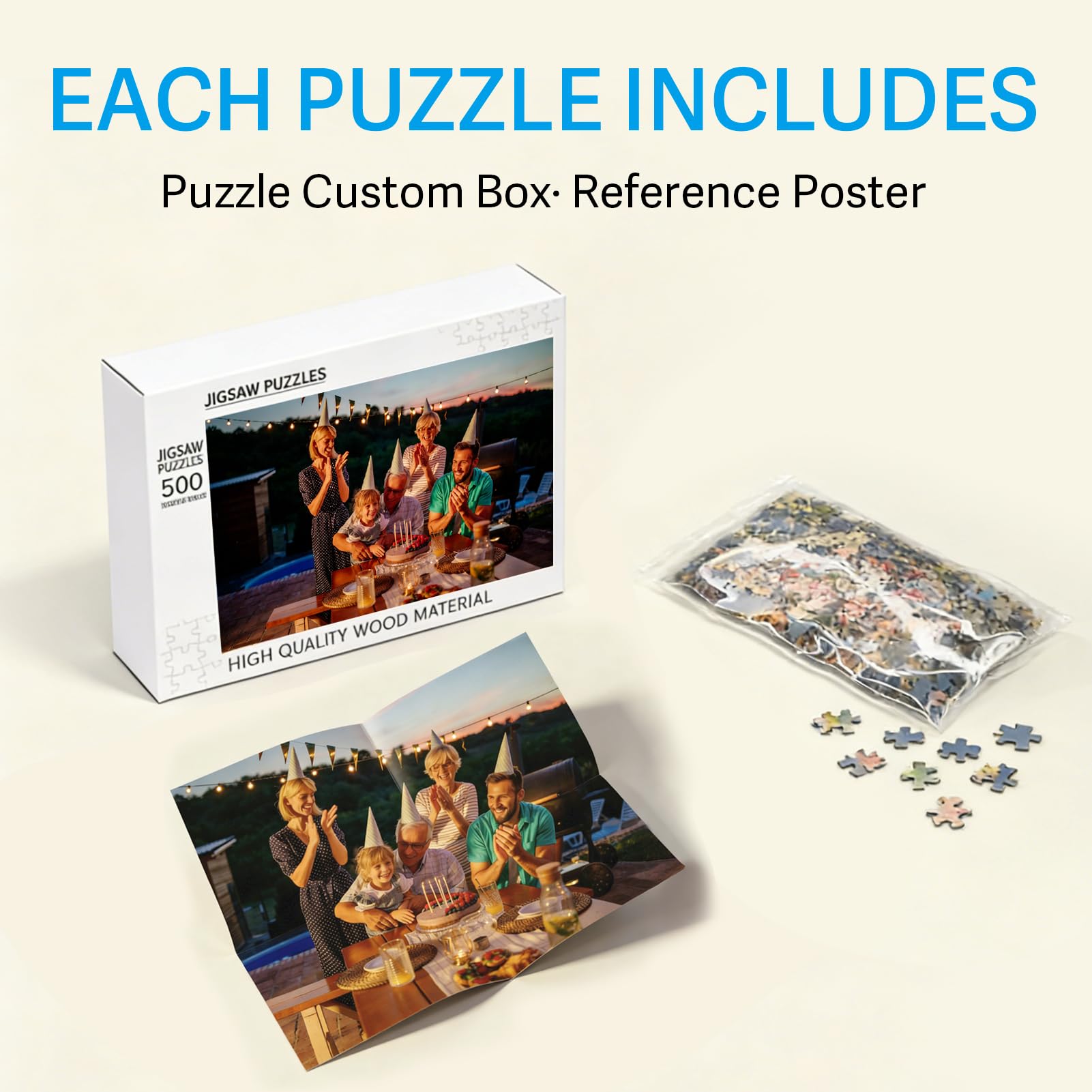 FodyZou Custom Puzzles from Photos - 120/300/500/1000/1314-Piece Custom Puzzle with Picture & Text - Personalized Jigsaw Puzzle for Adults - Family, Wedding, Pet, Birthday Gift - 2
