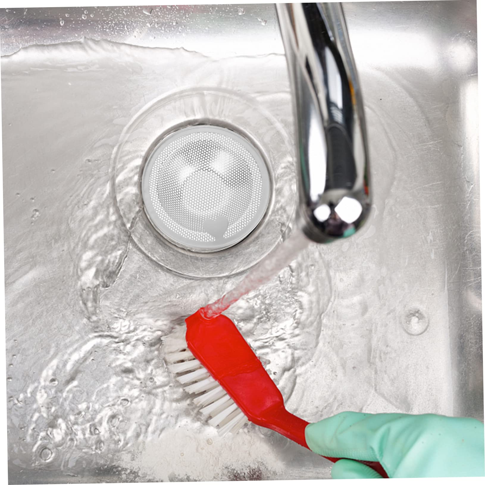 HOMSFOU 3 Set Filtro Di Scarico Scovolini Sopra Lo Stendibiancheria Del Lavello Pieghevole Etichetta Detergenti Trivella Presa Cromo Padella Tubo Buco Silver Acciaio Inossidabile 3 Pezzi*3