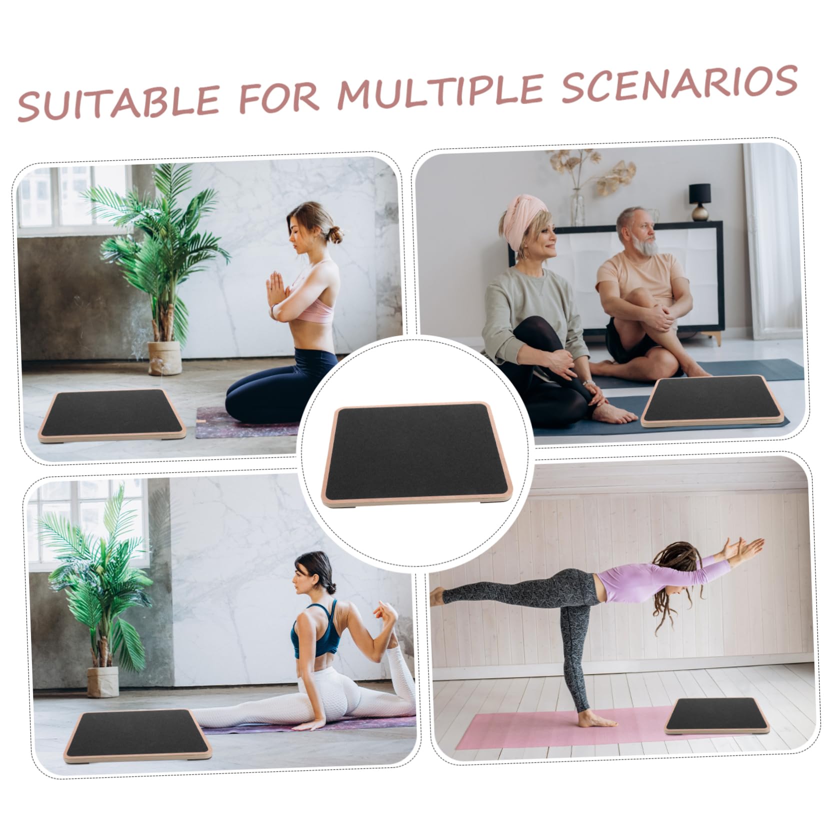 Tavola di Bilanciamento in Legno, Quadrata e Nera, per Adulti, Migliora Coordinazione e Stabilità, per Yoga e Allenamento a Casa