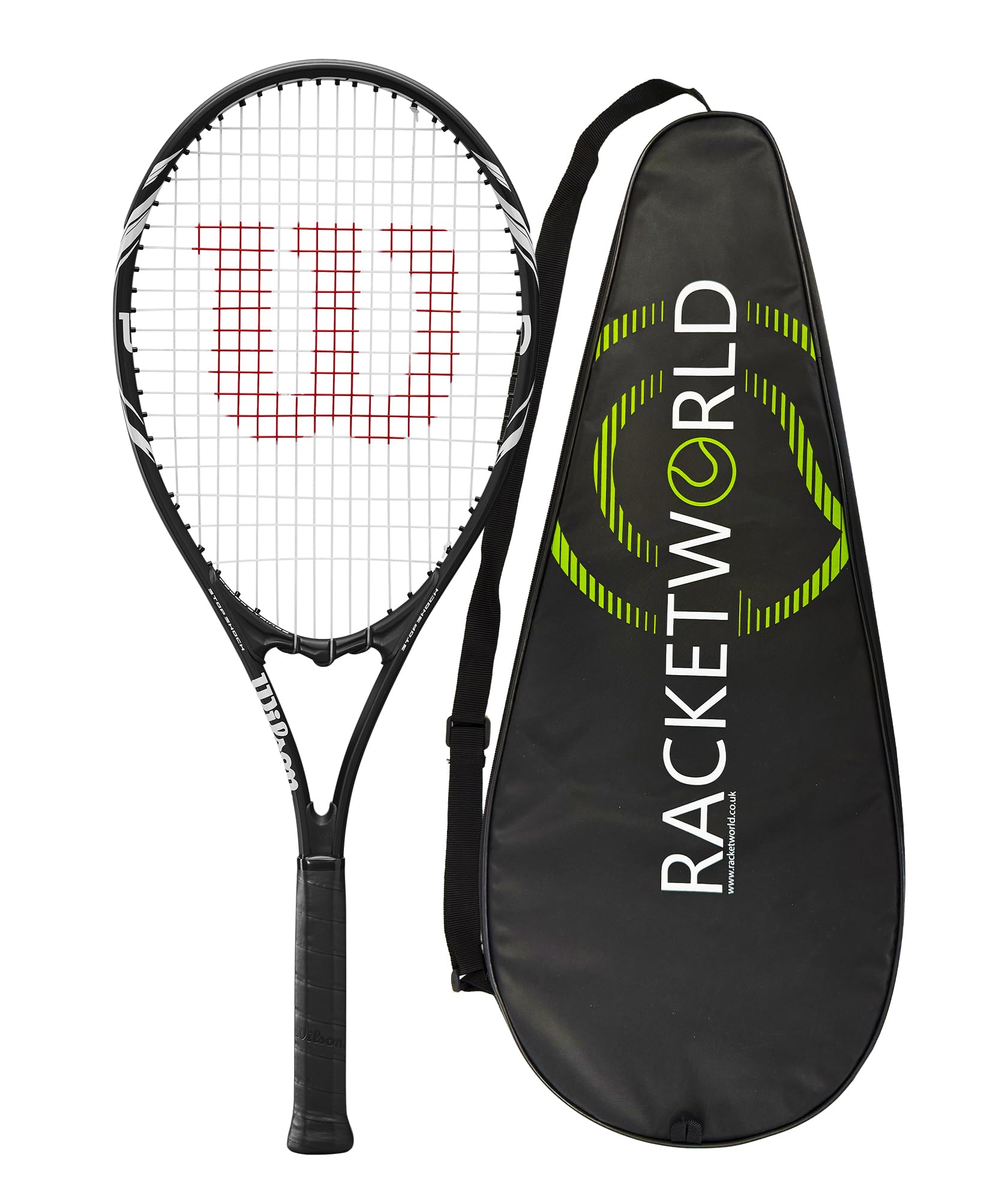 Wilson Federer Adult Tennis Racket (Various Bundle Options) Black/White Series (Racket & Cover)