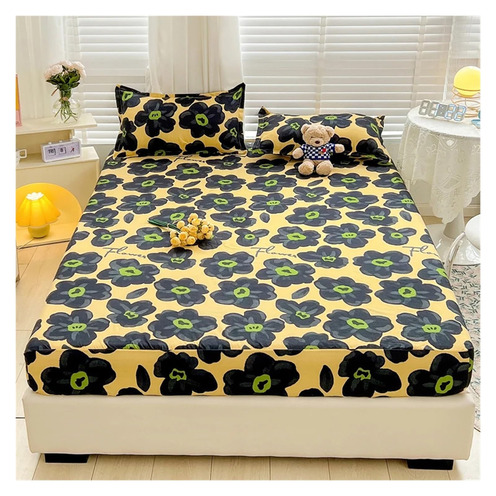 Fitted Sheet Brushed Fitted Sheet Elastic Bedsheet for Home Breathable Bed Linen para cama Simple Style Bed Covers (No Pillowcase)(Niboer,Queen 150x200cm 1pc)