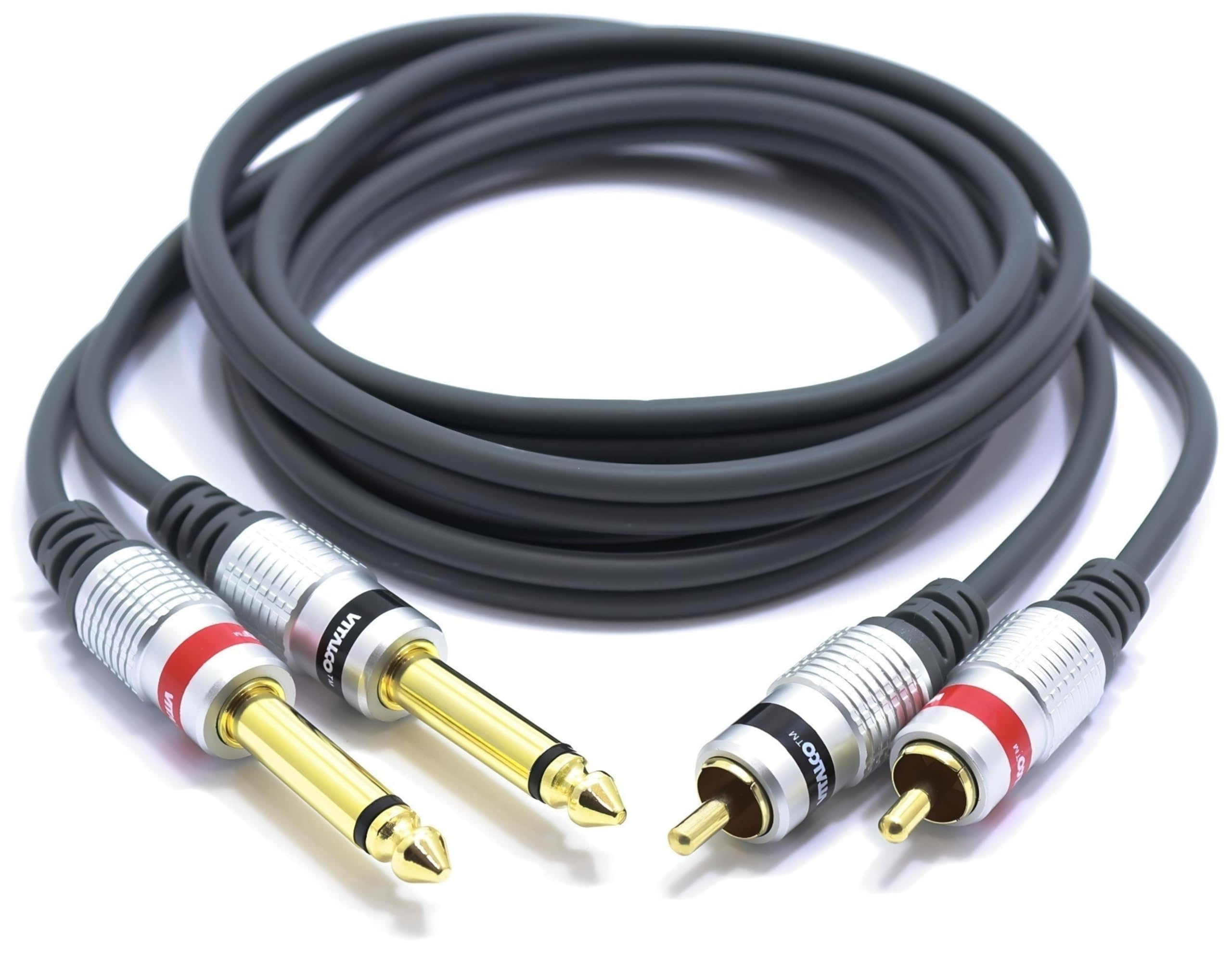 Jack 6.35mm vers RCA Câble 10m double Cinch Mâle vers 2x Jack 6.35 Connecteur Adaptateur