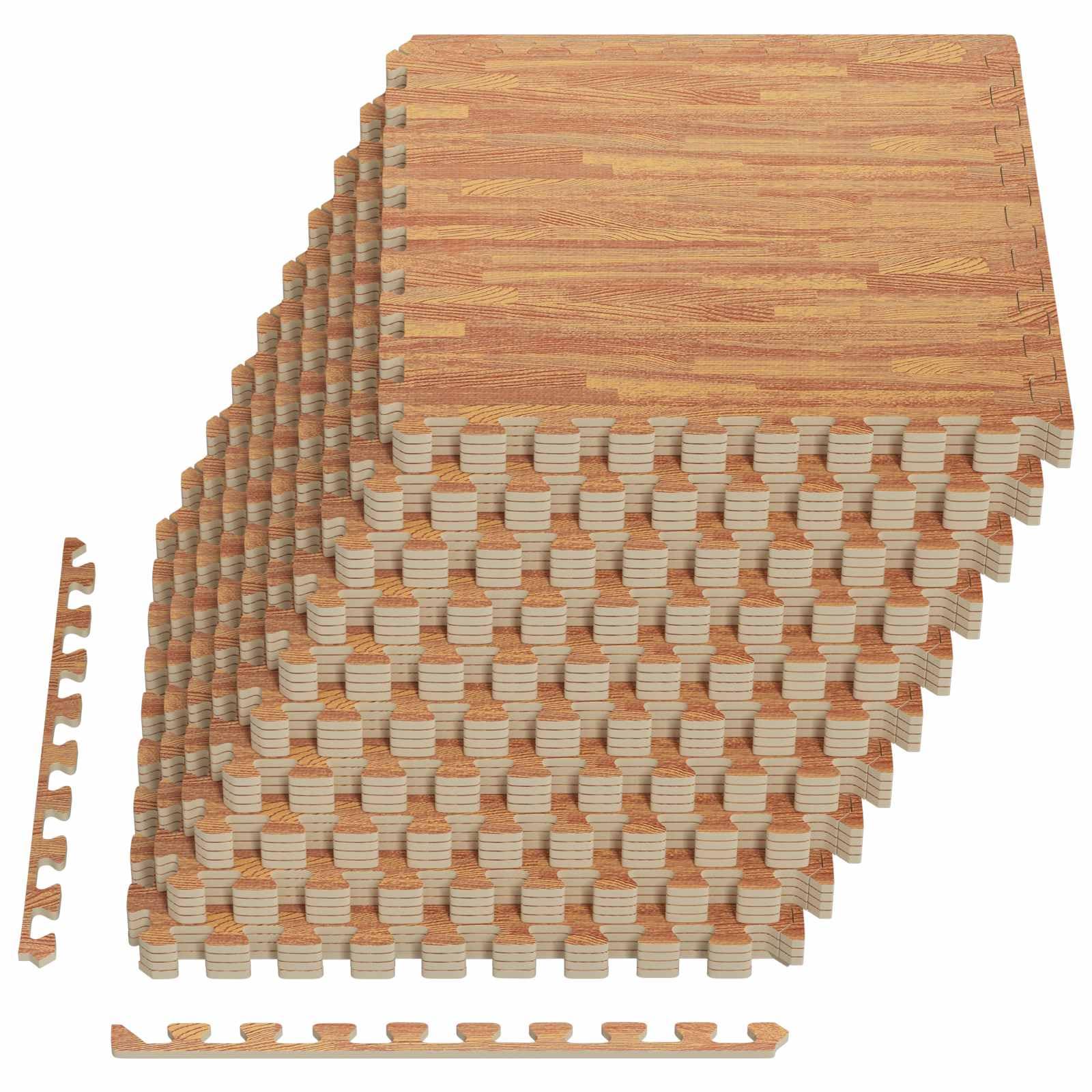 Fußmatten 40 Stück Puzzlematten Bodenmatten Holz-Optik EVA-Schaum 14,4 m² für Home Gym Fitnessraum Sport