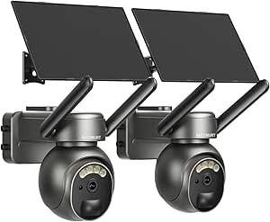 No Internet Needed Security Camera Outdoor Wireless, Solar Camera Outdoor Wireless, No WiFi Security Cameras, Human Motion Sensor, 360 PTZ, 2K Color Night Vision, 2-Way Talk, IP66, 2 Pack asin的图片