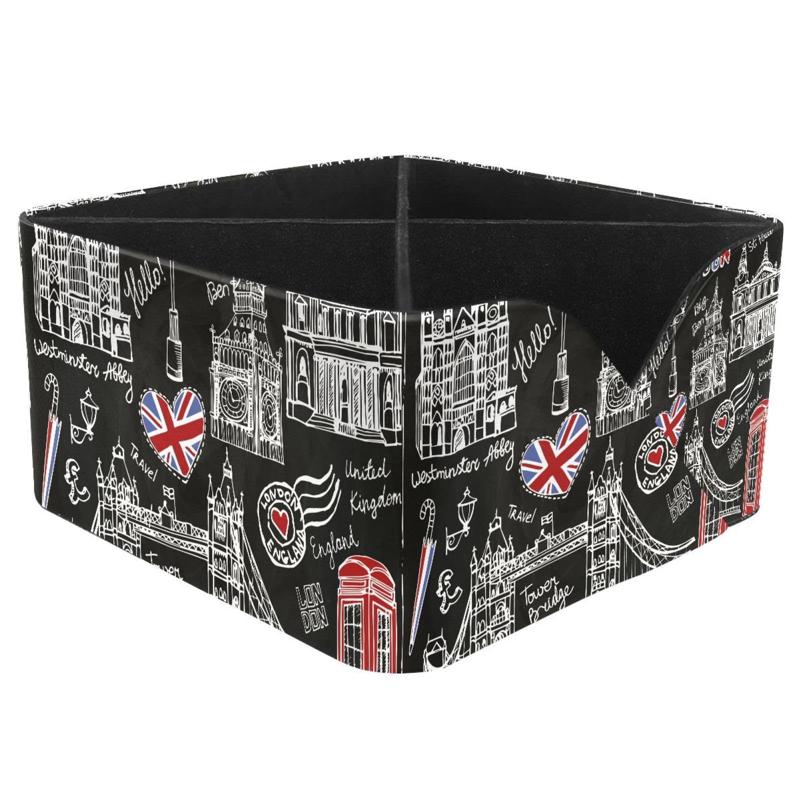 KengjuTesu British England Elements Desktop Organizer Pen Holder, Rectangular Pencil Cup for Office, Study and Makeup Stations