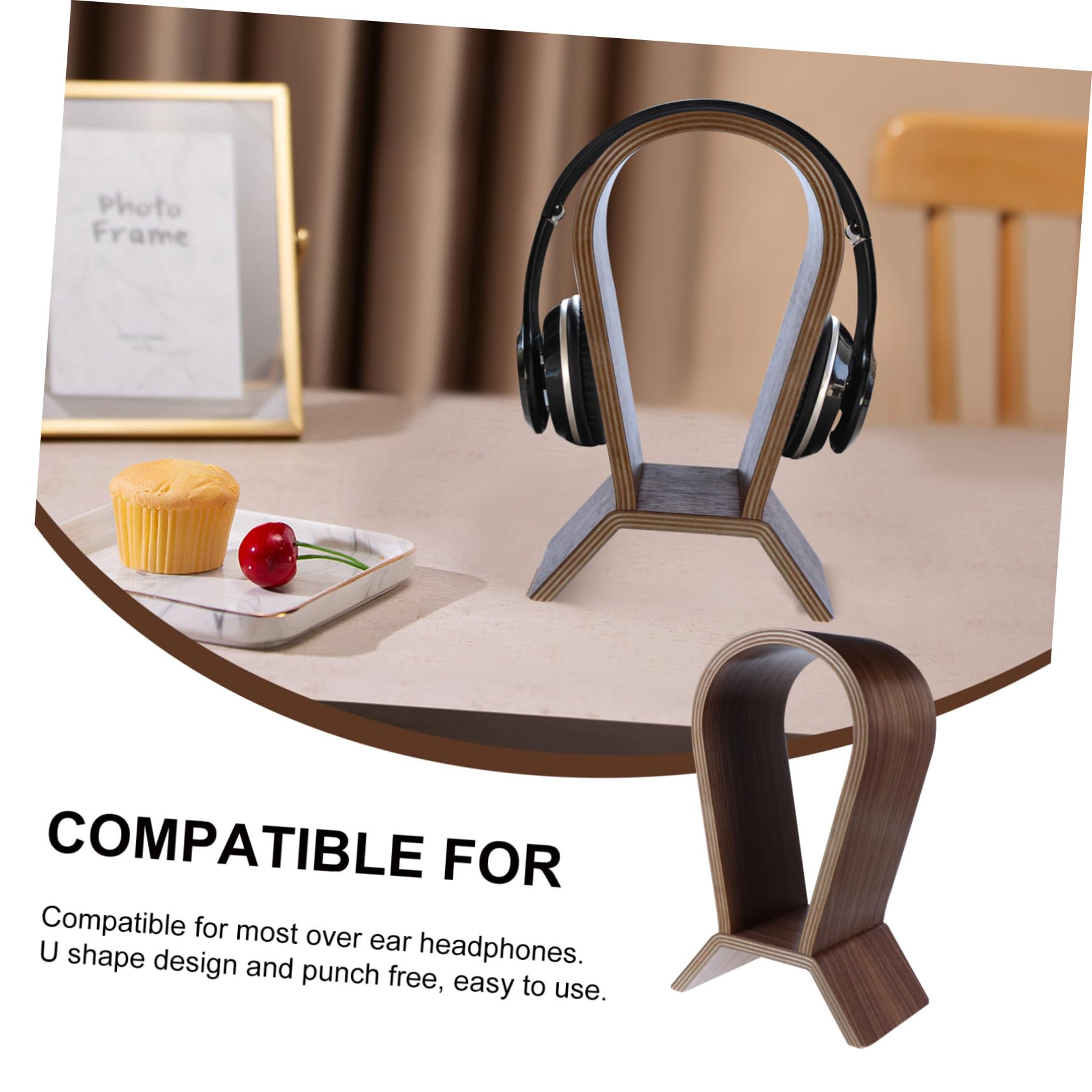 Support pour Casque Audio Rangement Pratique pour Écouteurs en Bois de Noyer Naturel, Stable et Élégant pour Décoration Maison ou Boutique Casque