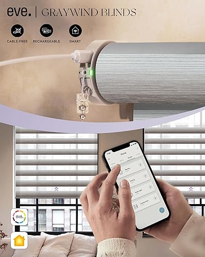 Miniatura 9 de Graywind HomeKit - Persianas inteligentes de cebra, funciona con Siri Voice Home, aplicación recargable, motorizada, de doble capa, control de luz