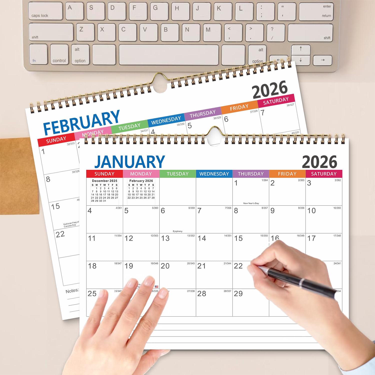 Calendrier Magnétique Frigo 2025-2026 (18 Mois) - Juillet 2025 à Décembre 2026, Avec Jours Fériés Allemands