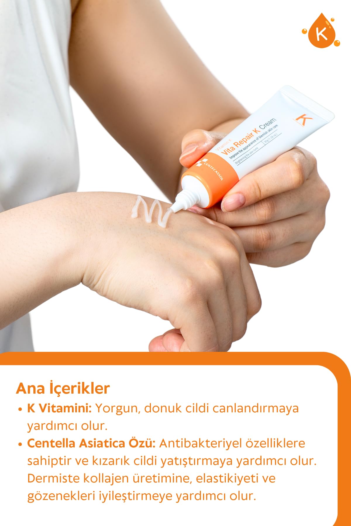 K Vitaminli Krem - Cilt ve Göz Altı Morlukları ile Kılcal Damar Problemleri İçin Krem