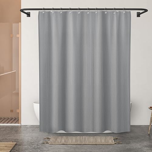 Vista 159 de Cortina de ducha de tortugas marinas, temática náutica de playa, verde y verde azulado, sin ganchos, punto gofre y forro desmontable, decoración