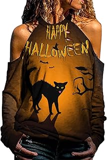Camisa larga de calabaza, tops, mangas, cara de linterna, disfraz, espíritu de Halloween, blusa de mujer, vestido de noche largo para mujer con mangas