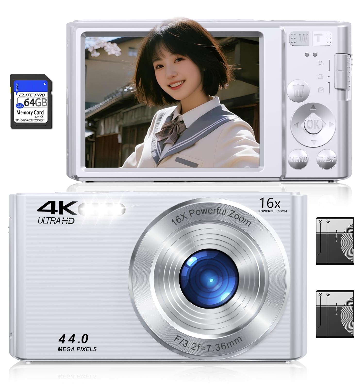 Amazon | デジタルカメラ 4K FHD 4400万画素 コンパクトカメラ 16倍