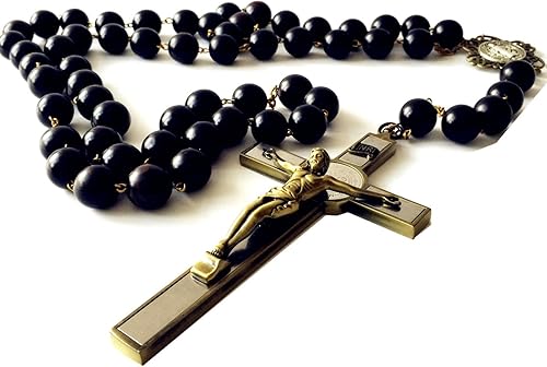 Eleganantmedical - Rosario de pared con cuentas de ébano y madera de 0.787in