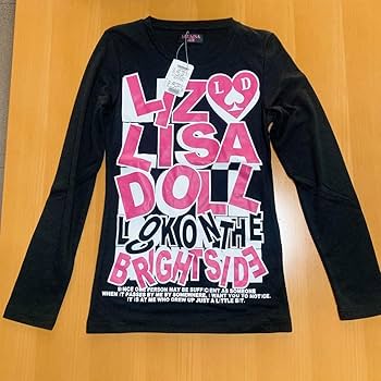 Amazon.co.jp: リズリサ Tシャ ロゴ 長袖 ギャル 黒 Y2K 平成ギャル