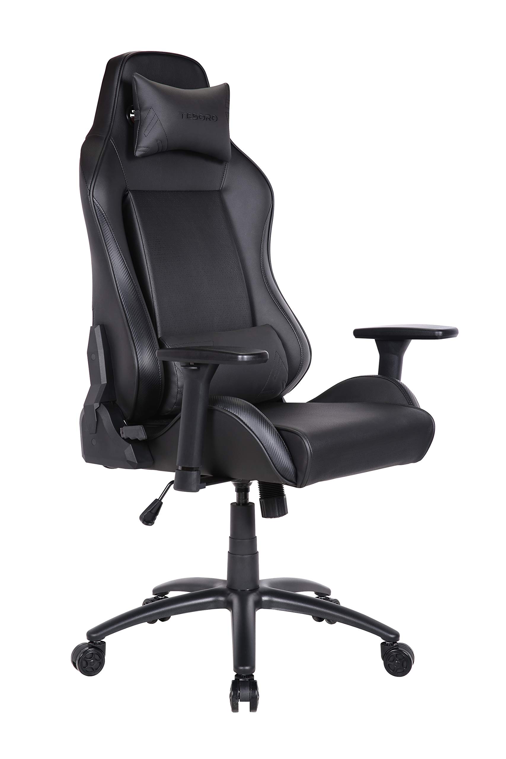 Tesoro Gaming Chair, Faux Leather, Black, 85 x 69 x 36 cm