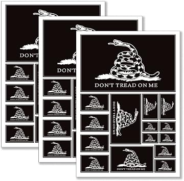 QQSD Black Dont Tread on Me Gadsden Flag Sticker Decal in Multiple Sizes, 3 Pack, 11.7 x 8.3 Inches
