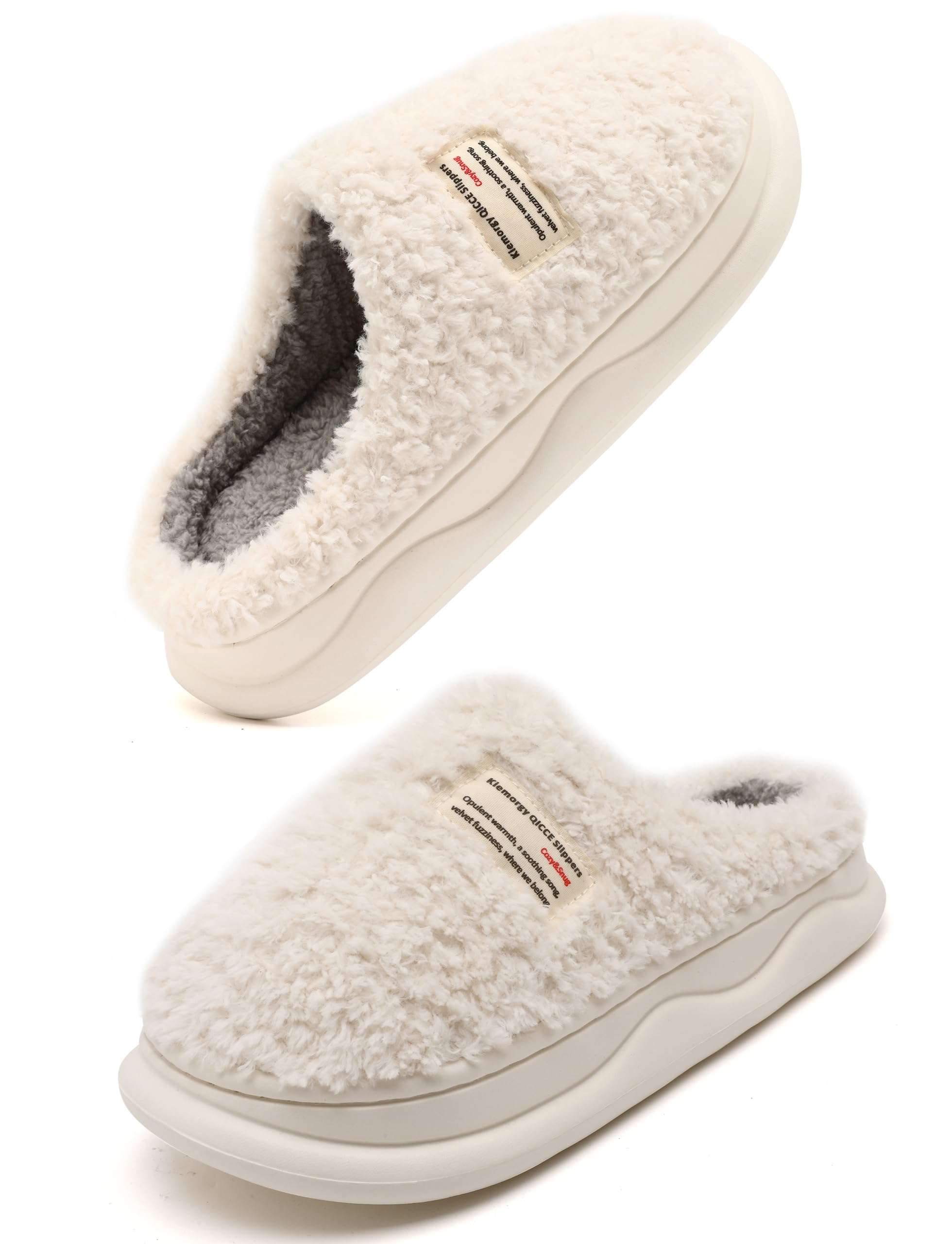 Kiemorgy Slippers for Women Men, Memory Foam Slippers, Soft Thick Fuzzy Bedroom House Shoes