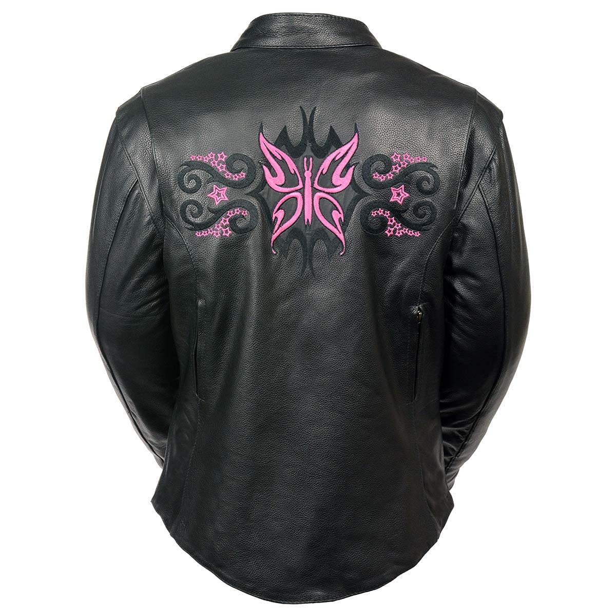 Milwaukee Women's Leather Jacket (Black/Fuschia/Hot Pink, 5X-Large)