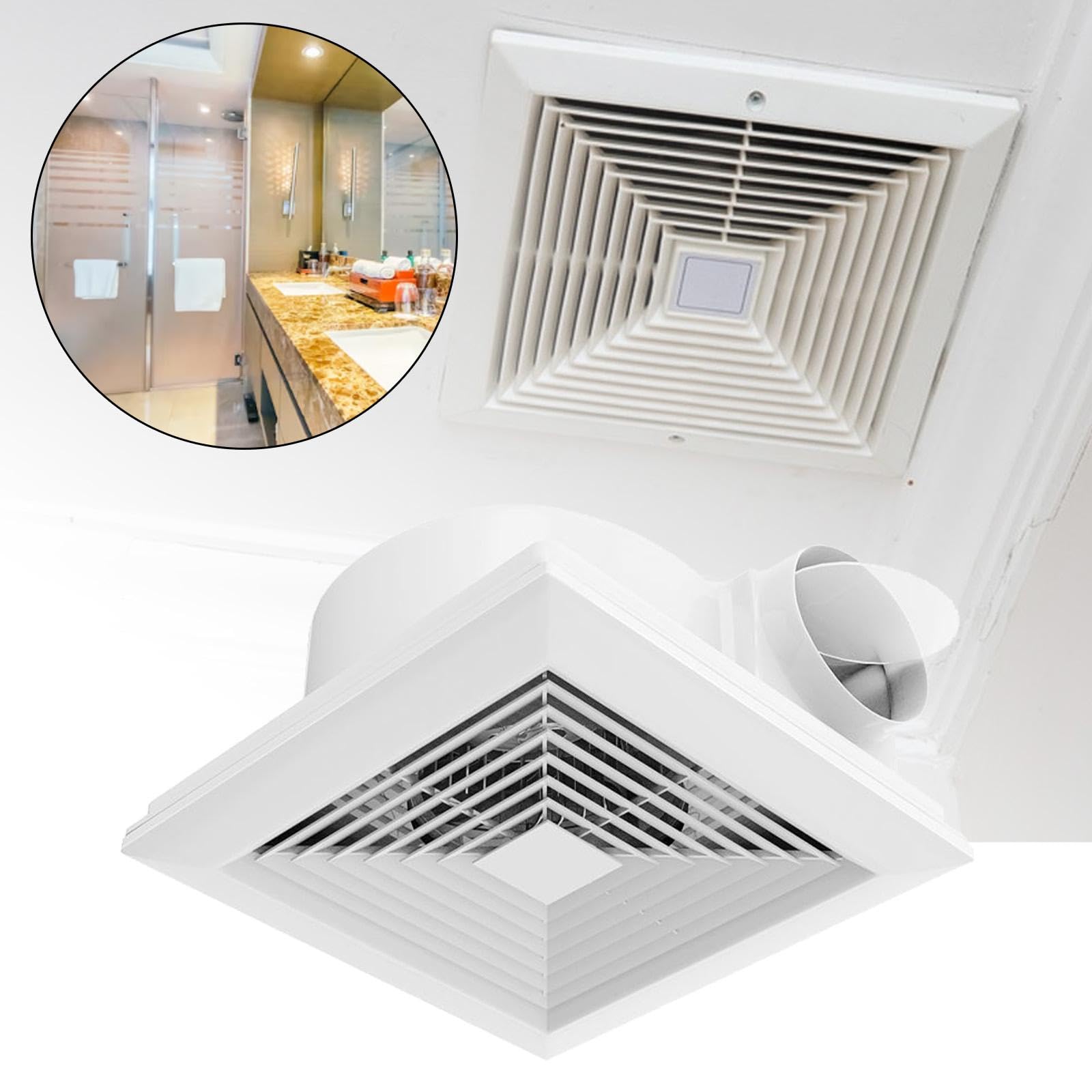 Ventilatore Da Bagno, Facile Installazione, Silenzioso, Compatto, Versatile per Doccia, Officina, Cucina, Bagno, Magazzini, 10 Inch