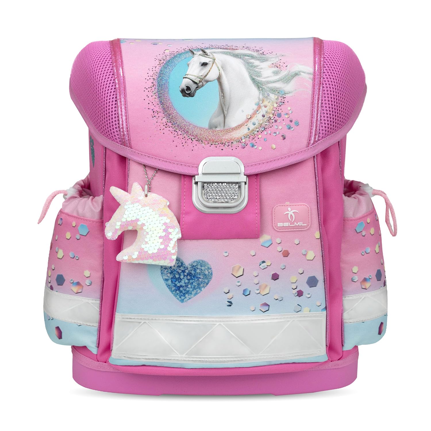 Belmil Classy tornister szkolny zestaw 5-częściowy z ponczo przeciwdeszczowym (403-13/AG/S/RP) (Dream Hooves Pinky)