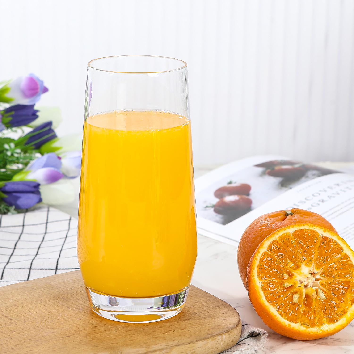 Zestaw 4 szklanek Highball 500 ml, duże, wysokie szklanki, bezołowiowe, kryształowe, wysokie szklanki do picia, szklanki do wody, koktajli, wyroby barowe do skał, soków, piwa, napojów