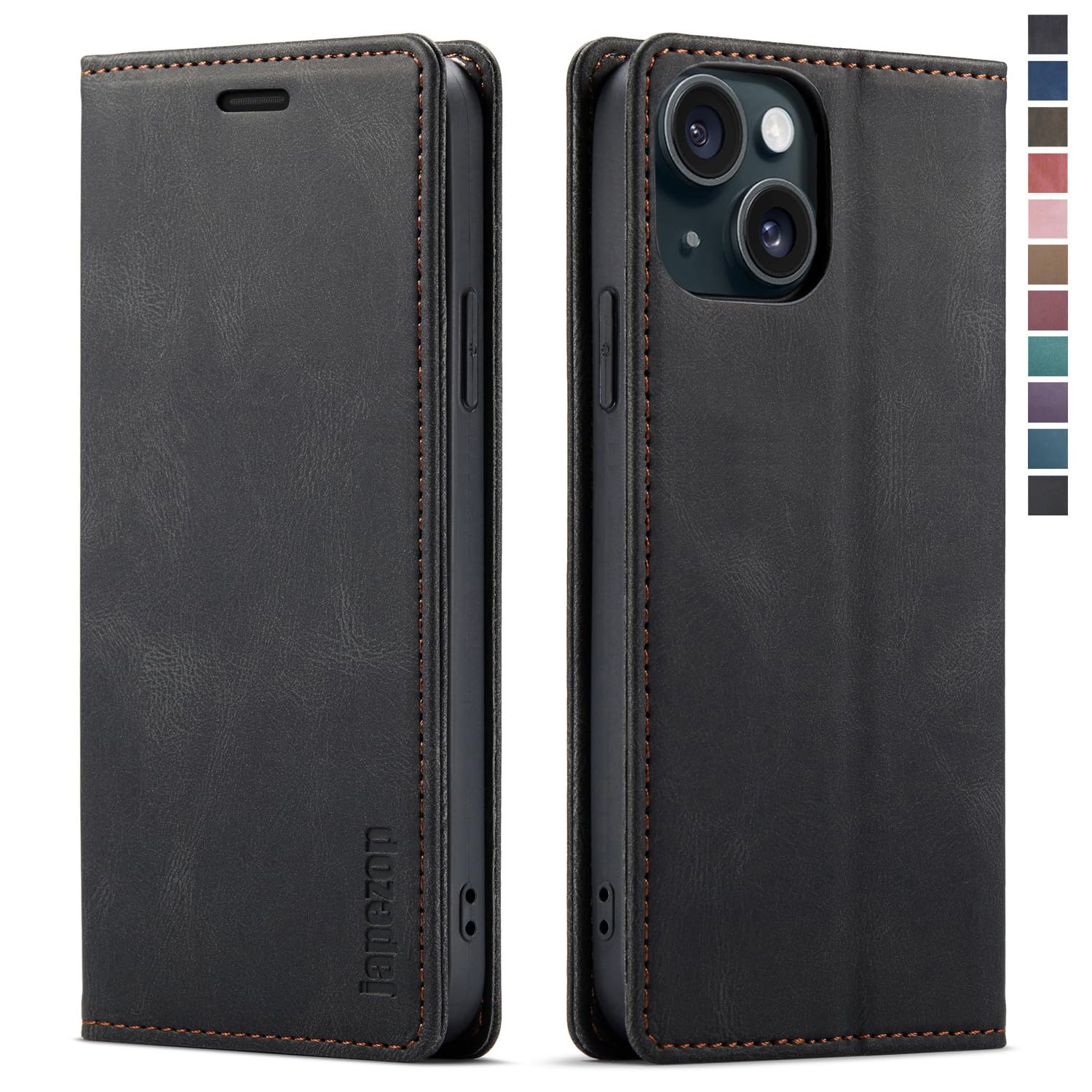 japezop IPhone 15 Plus 5G Case,IPhone 15 Plus 5G Wallet Case with [RFID Blocking],Card Holder Kickstand Magnetic,Leather Flip Case Wallet for IPhone 15 Plus 5G 6.7 Inch (Black)