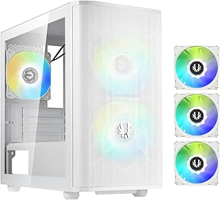 BitFenix Nova Mesh mATX (Micro ATX, Mini ITX) High Airflow PC Gaming Case ARGB Edition White, 3 x ARGB Fans Pre-Installed, 240mm AIO Support at Top, GPU Length Support Up to 345mm (Micro ATX White)