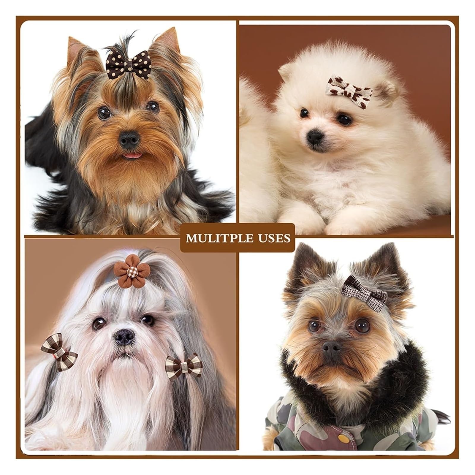 Pinces à cheveux for chien, nœuds de cheveux de chien 10 pièces nœuds de cheveux de chien bandes de caoutchouc for animaux de compagnie petit chien chat nœud papillon chiens mignons nœuds for chiens t